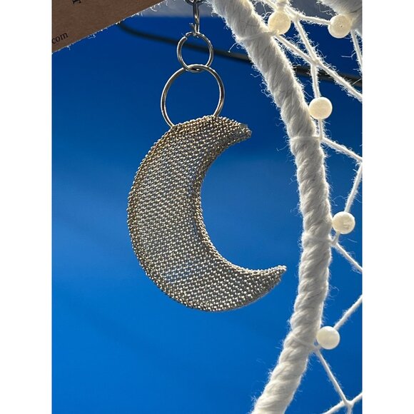 Crescent Moons Dream Catcher By Henna Shoppe - White Macrame Wall Hanging With S - Picture 7 of 7
